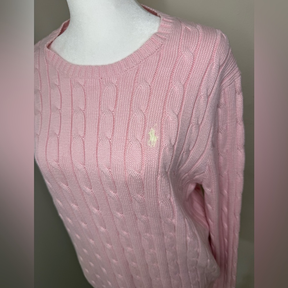 Polo Ralph Lauren Women’s Cable-Knit Cotton Sweater – Pink